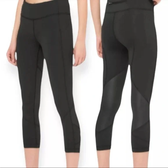 Lululemon Black Pace Rival Cropped Athletic Leggings 22” Size 4 - Picture 1 of 6